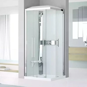 Душевая кабина термостатическая 80x80 GLAX 3 A80 STANDARD Novellini GLAX 3 с низким душевым поддоном, серебристым профилем и крышей