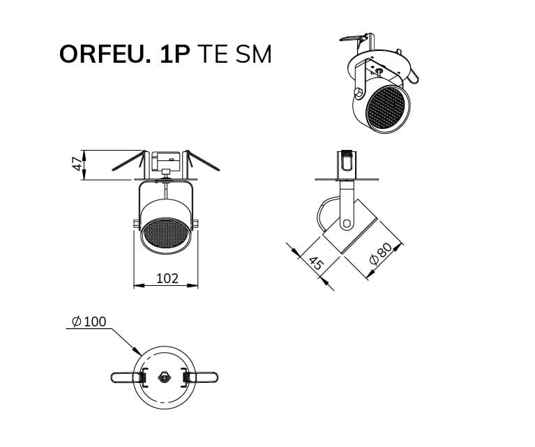 Алюминиевый регулируемый светодиодный потолочный светильник Exporlux ORFEU TE SM ARCH-00098128 - Вид №4