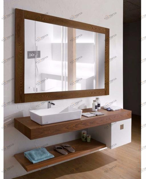 CARMENTA Подвесная тумба под умывальник из дерева с зеркалом Counter sun-id-1497164