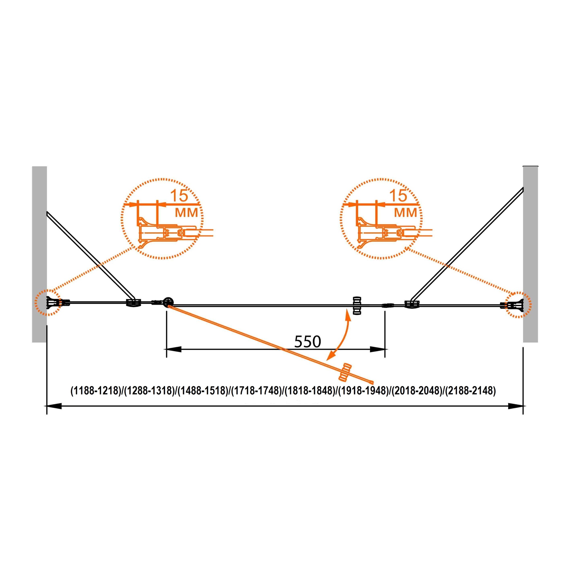 Душевая дверь в нишу CEZARES ROYAL PALACE-A-B-13-100+60/40-CP-Cr - Вид №1