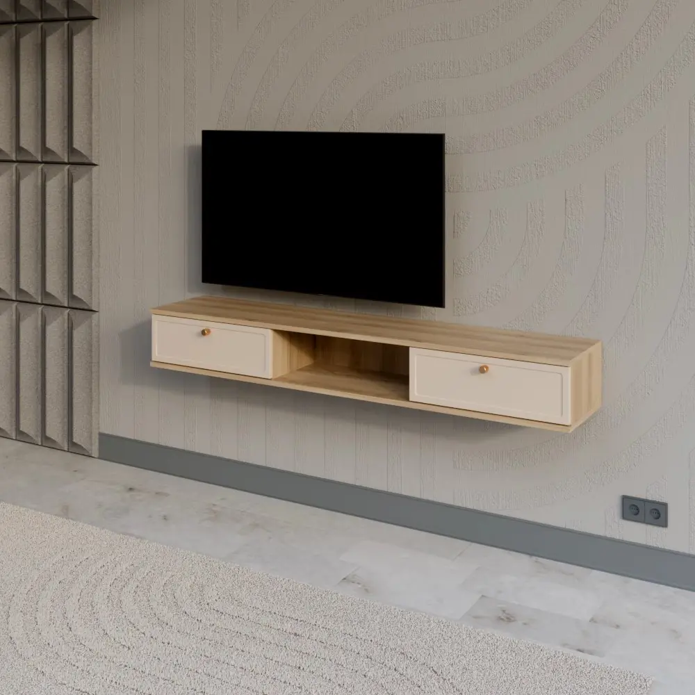 Тумба под телевизор KONSENSA Амьен 150x20x30 см ЛДСП цвет бежевый Лион STLM-2183528