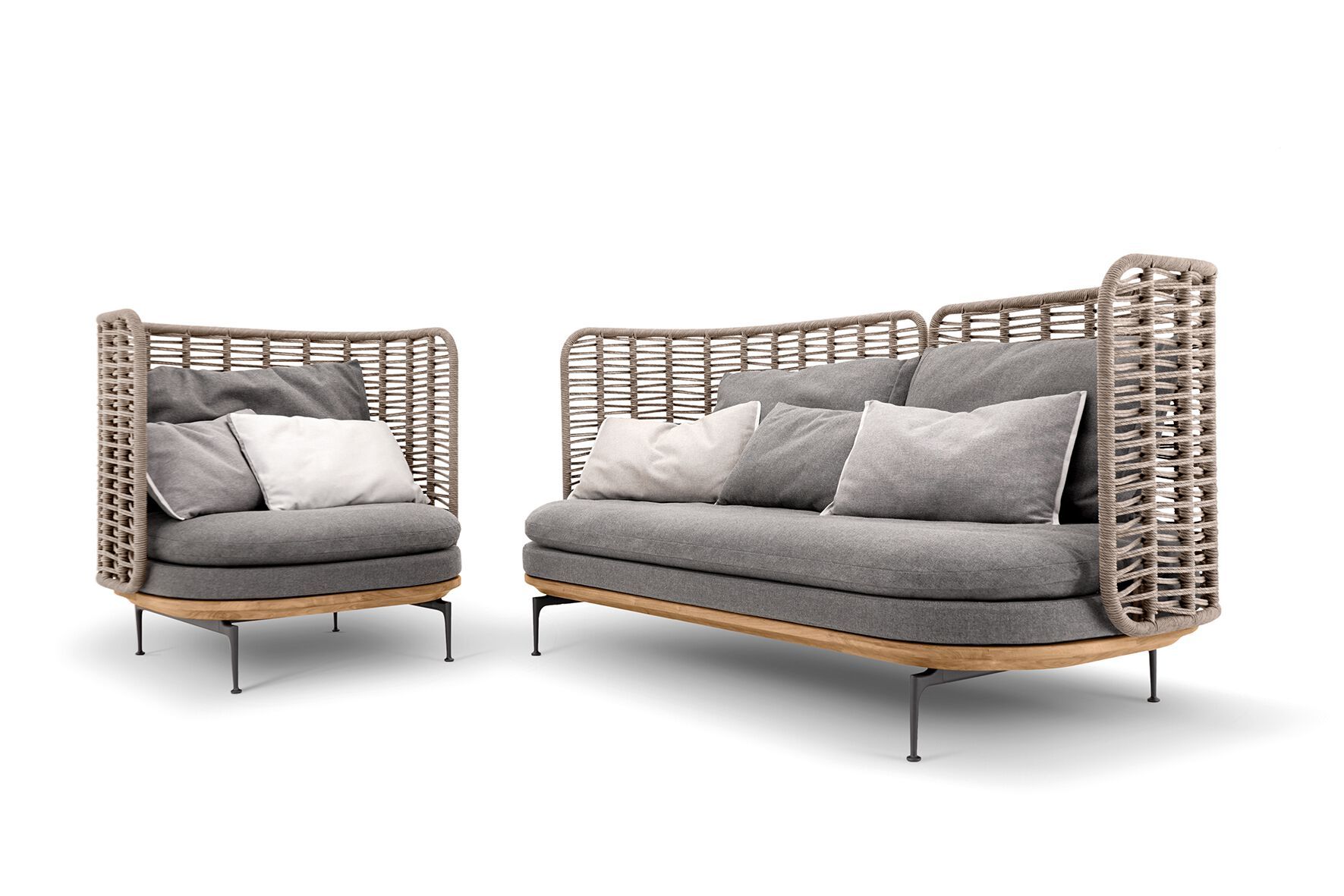 3-местный плетеный и тканый садовый диван с высокой спинкой Gloster ARCH-00028724 - Вид №1