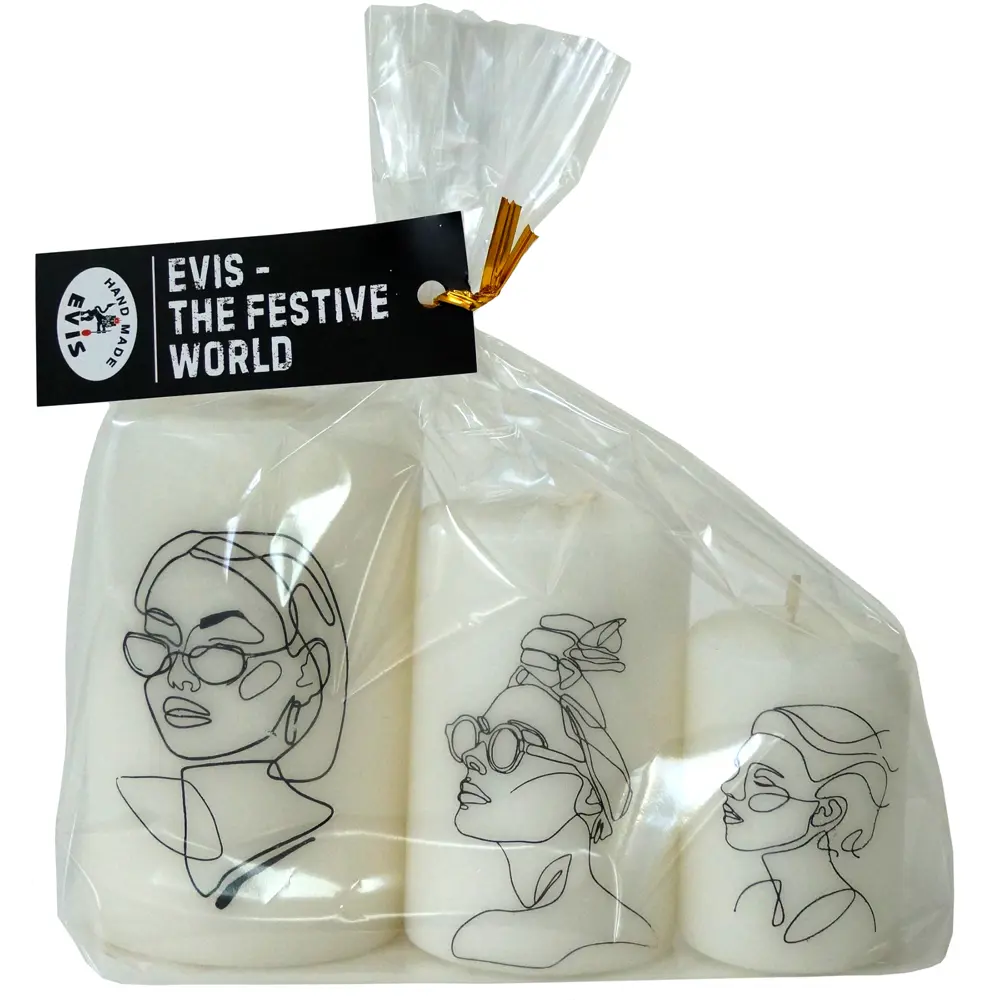 Набор свечей-столбик белый 10 см 3 шт EVIS STLM-2186189 - Вид №2