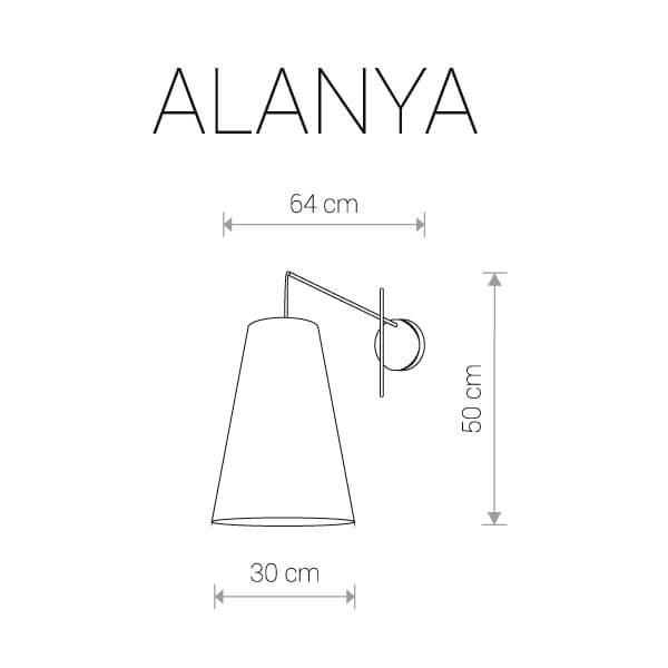 Бра металлическое с абажуром серое Alanya 9371 NOWODVORSKI ALANYA 00-3928779 Серый  - Вид №1
