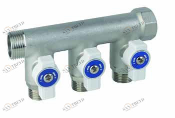 Carlo Poletti C31312QBI Сборный коллектор со сферическим фронтальным клапаном, 2 отводами, межосевое расстояние 40 мм 