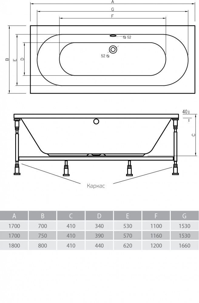 Акриловая ванна ALPEN Montana 170х70 AVB0009 - Вид №2