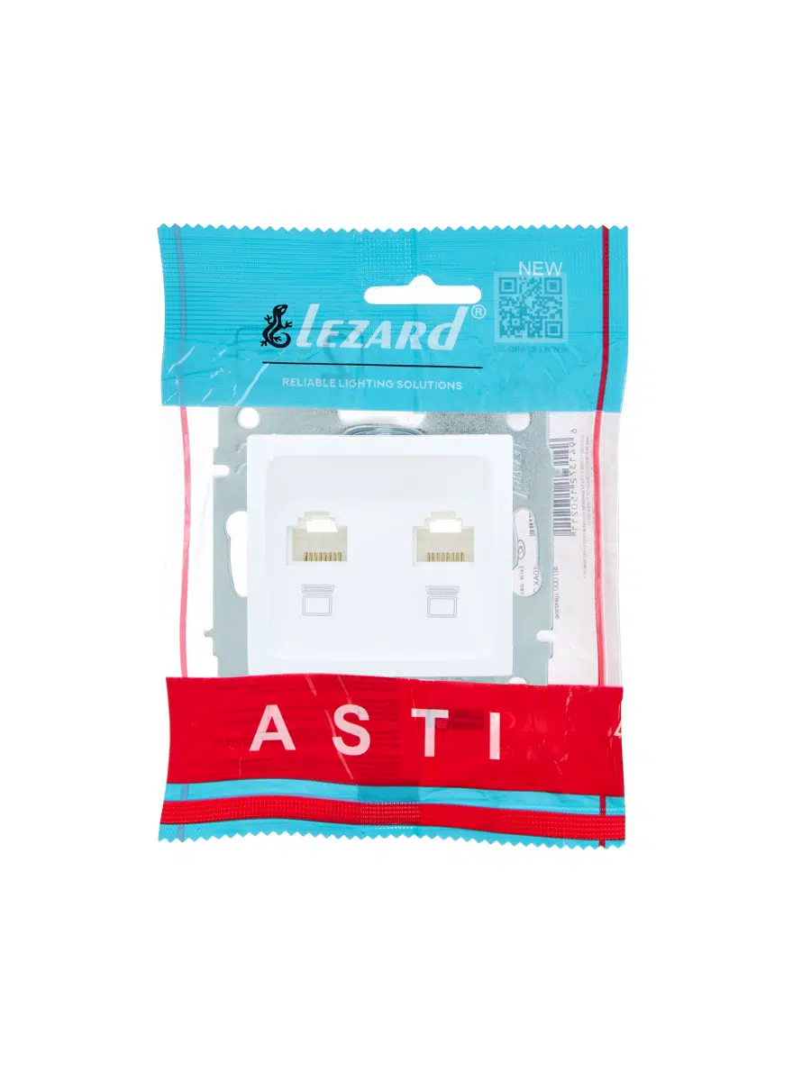 ASTI Розетка компьютерная двойная белая механизм LEZARD 7081-0288-141