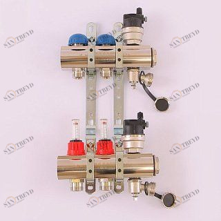 Коллектор 1"xМ 24 х19 2 выхода EMMETI TOPWAY с расходомерами и вентилями 1298180