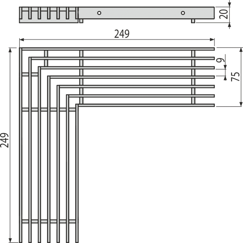 Решетка для дренажного углового желоба 75 мм, нержавеющая сталь ALCAPLAST ADZR304R - Вид №1