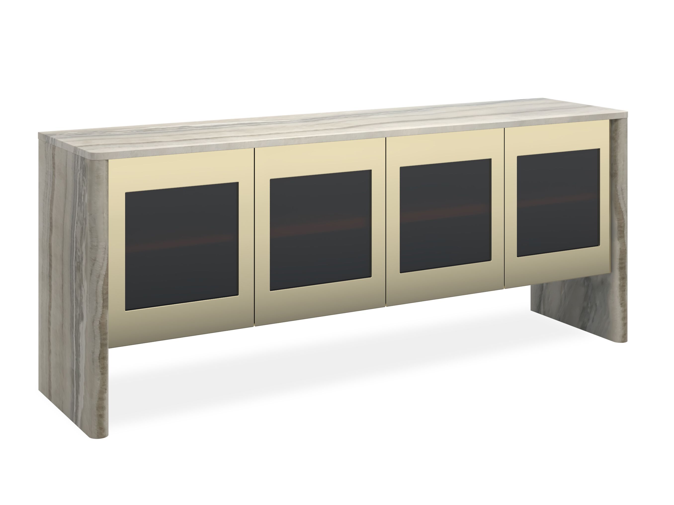 Шкаф из металла оникса с распашными дверями и столешницей из оникса Caracole SOJOURN ARCH-00016406