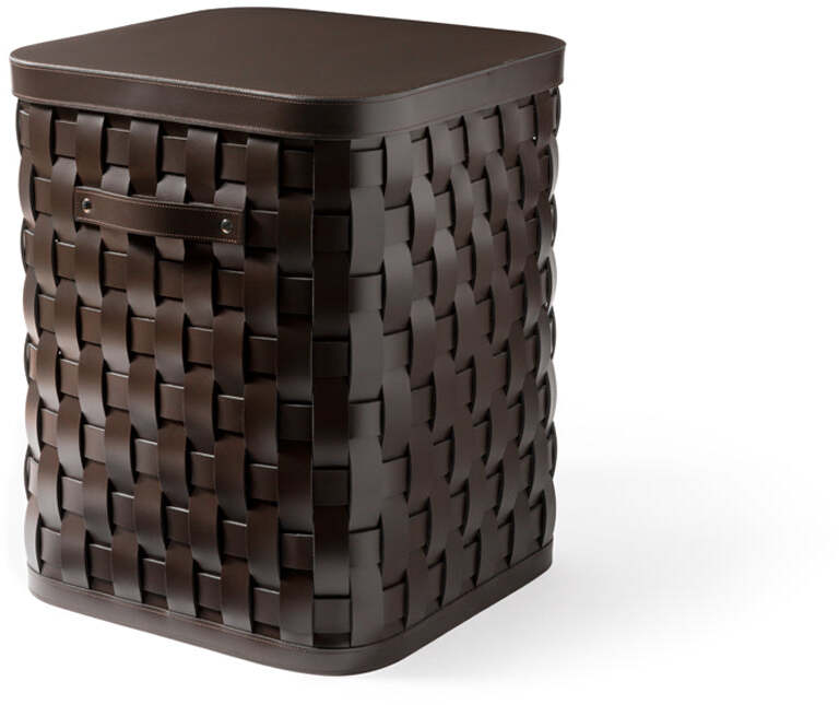 Корзина Demetra, большая квадратная - 40X40XH50 см / регенерированная кожа_серо-коричневый