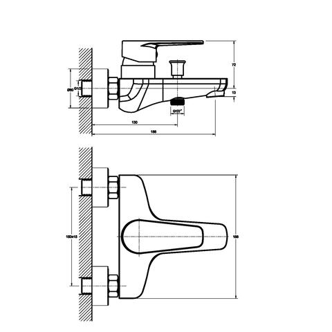 Orange M60-100cr однорычажный ванно-душевой смеситель Хром sun-id-1516910 - Вид №1