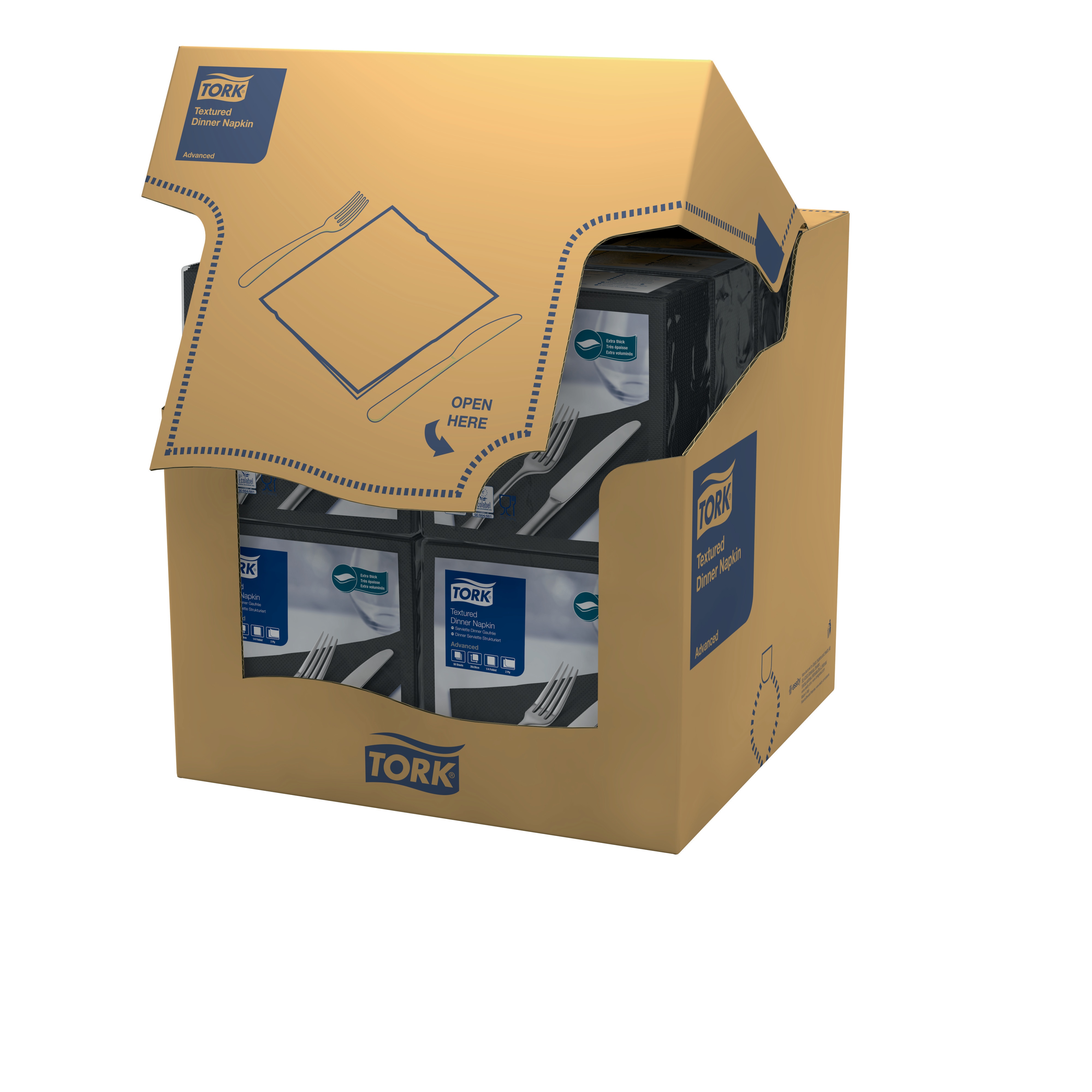 50941900 Текстурированная черная обеденная салфетка, сложение 1/4 Tork  - Вид №2