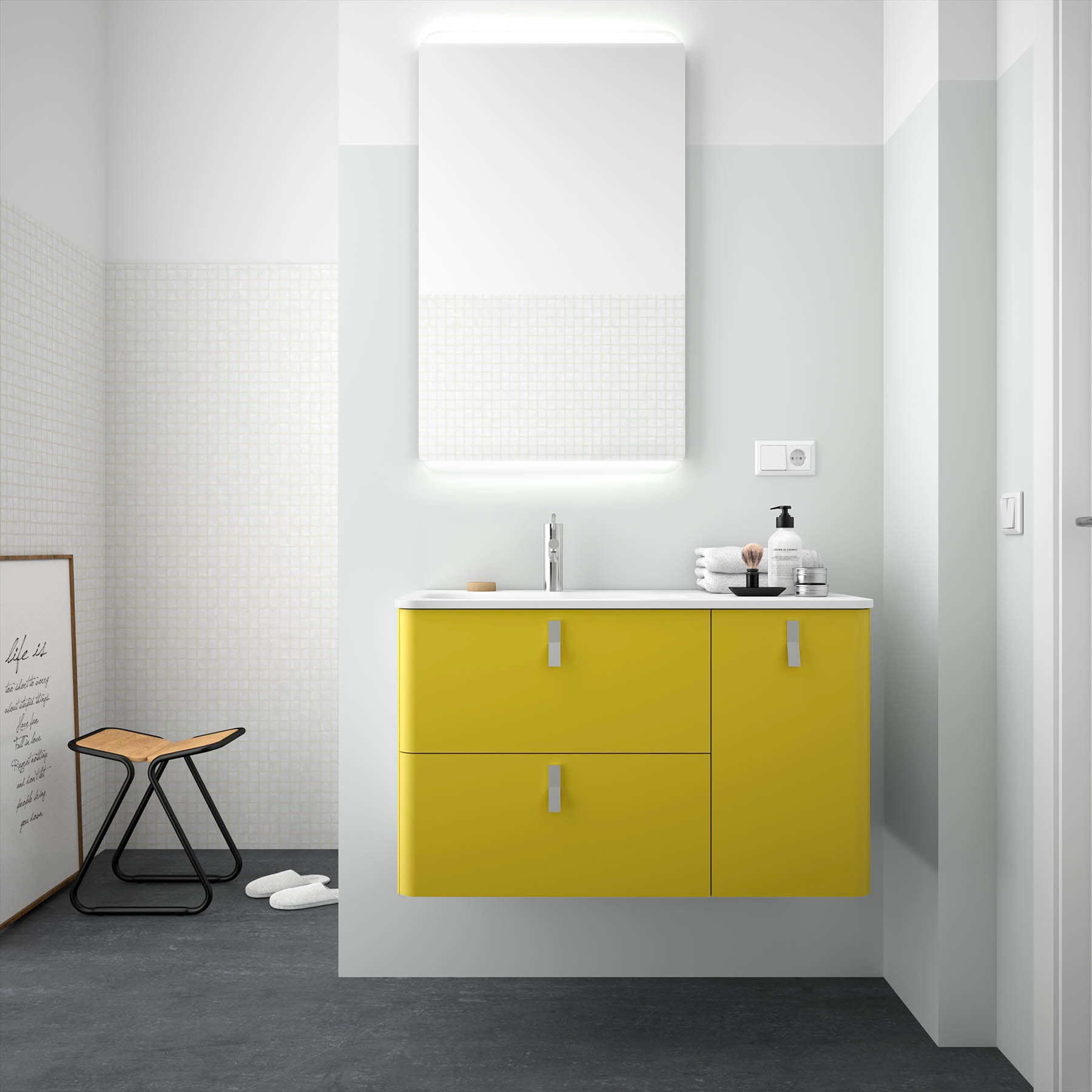 24623 SALGAR Мебель для умывальника UNIIQ 900 правая VERDE ÁCIDO Verde ácido  - Вид №1