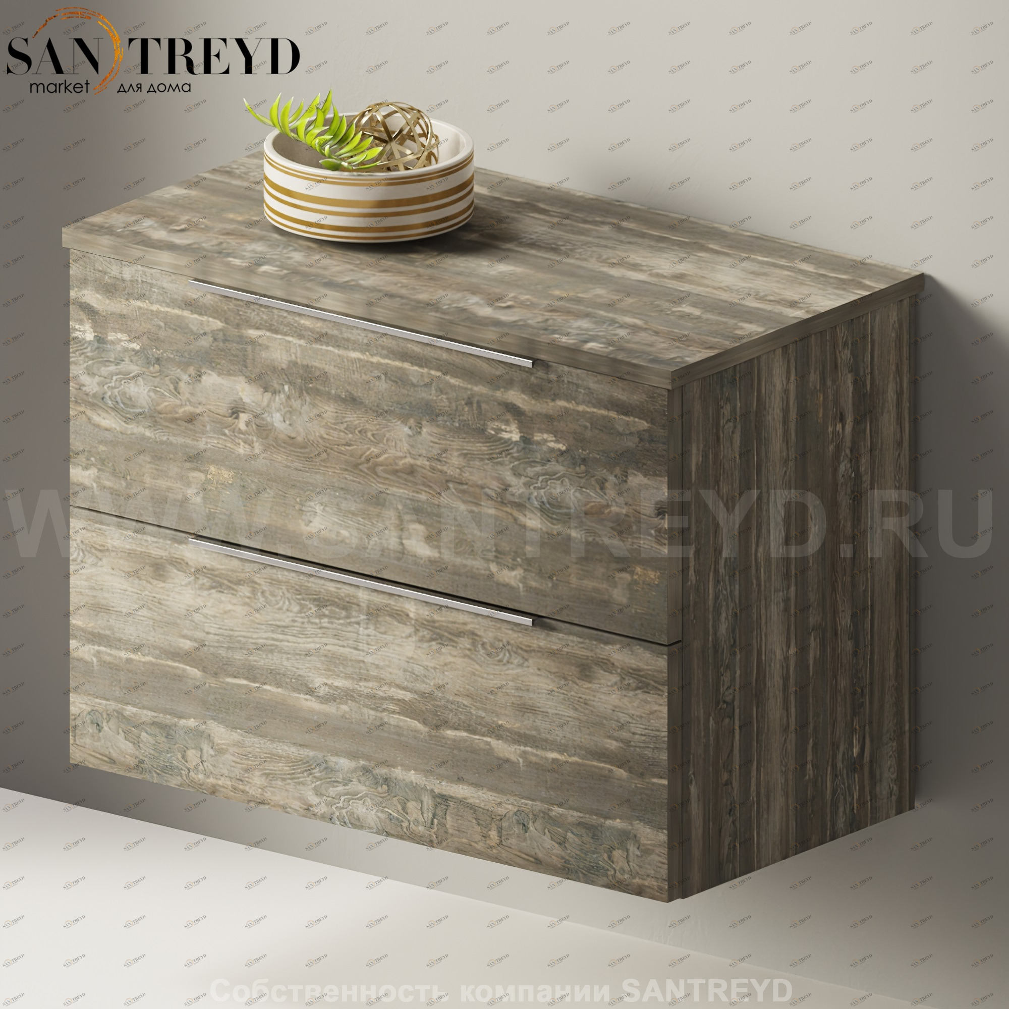 Flaminia BOX Настенная тумба 70 см с 2-мя ящиками BX424.WE Ceramica Flaminia BX424WE