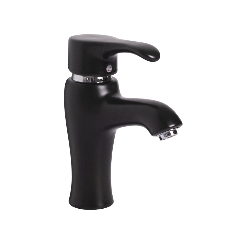 Смеситель д/ум MLN-F-002CBK-M керамический, однорычажный, черный матовый MELANA 