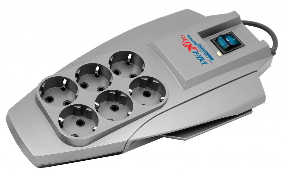 Pilot X-Pro 10M Surge protector , 6 outlets, microprocessor, white ZIS Santreyd 