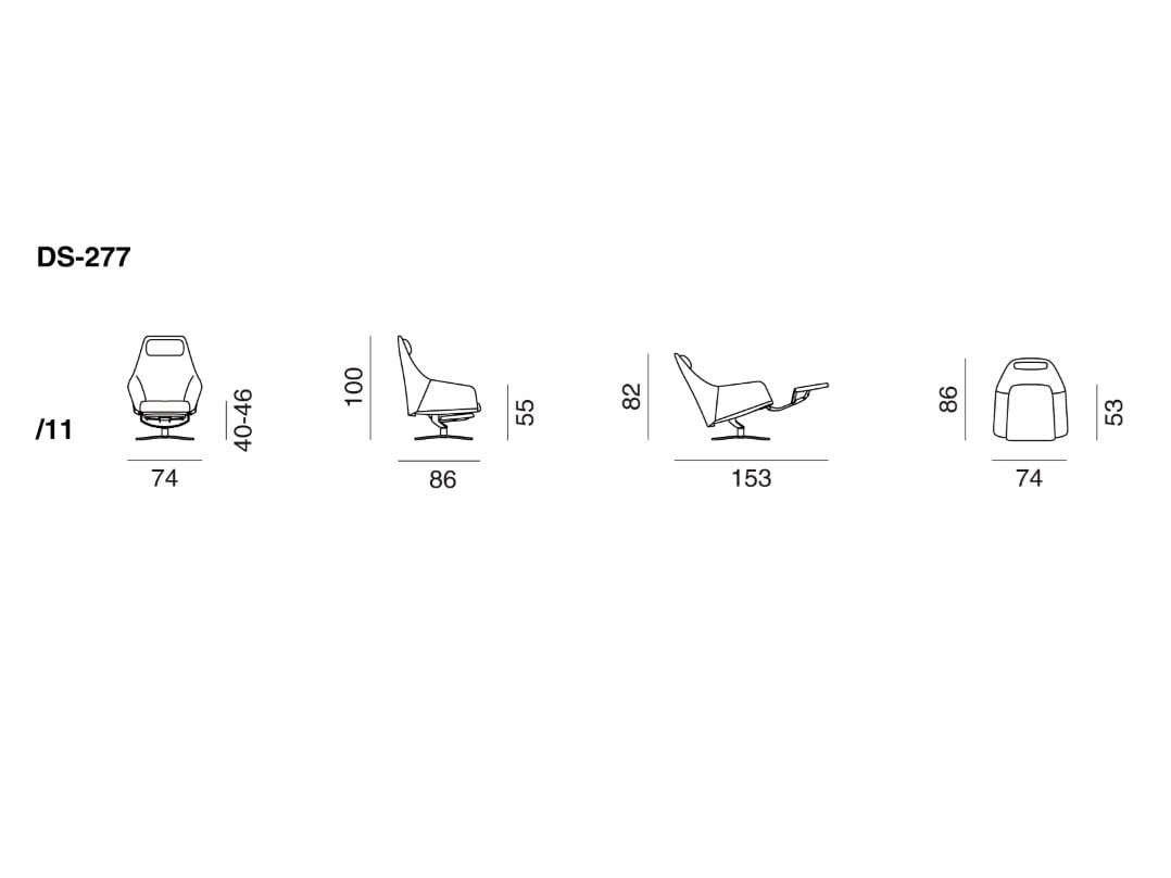 Кожаное вращающееся кресло с подставкой для ног de Sede DS-277 ARCH-00073705 - Вид №5