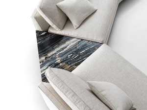 Треугольный журнальный столик с мраморной столешницей