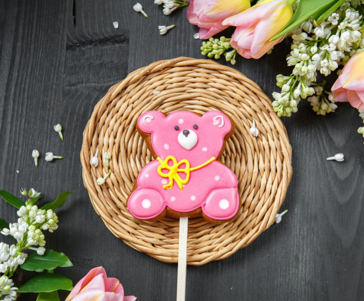 9659 Пряник Мишка розовый Вкусляндия 