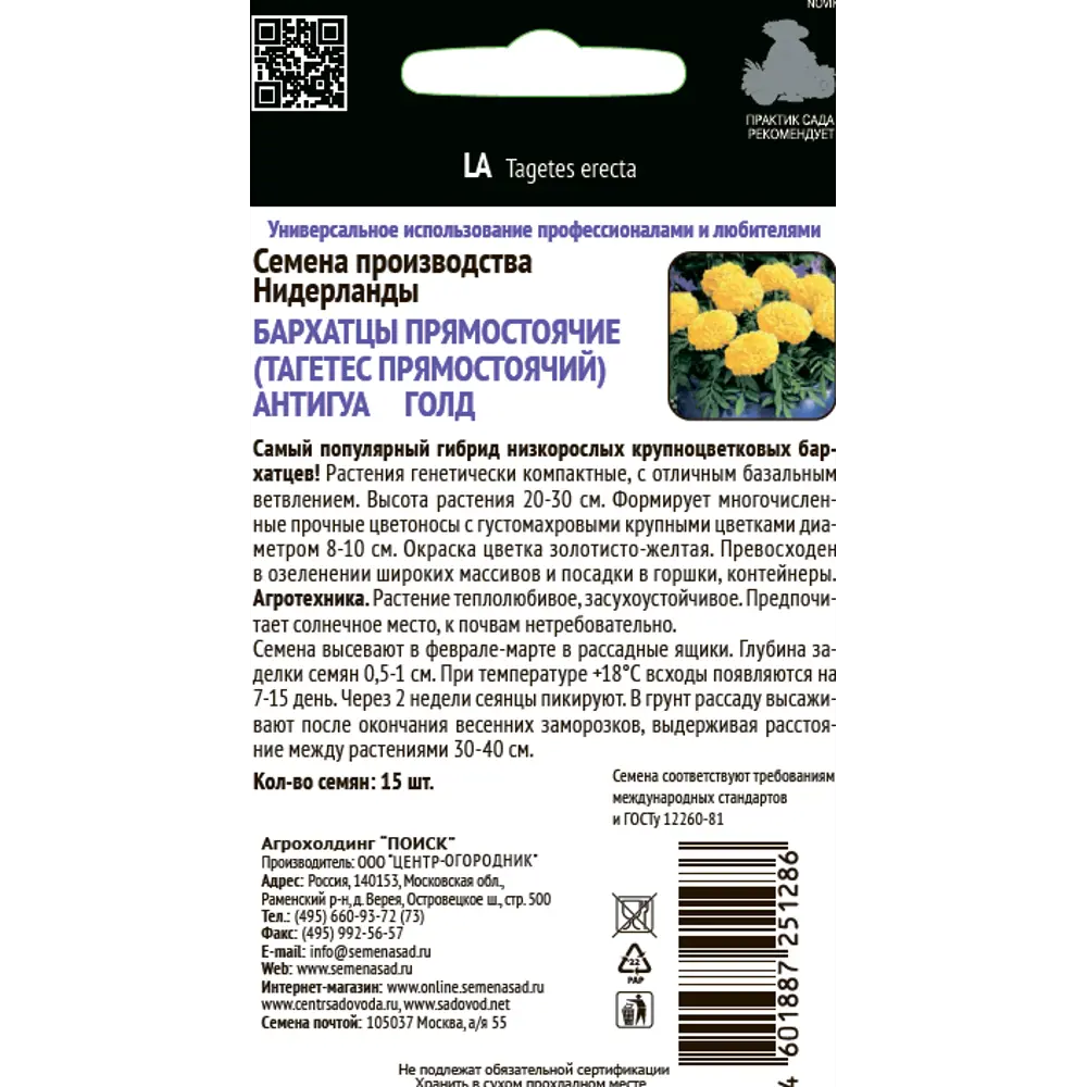 Бархатцы Антигуа Голд от ПОИСК - солнечные цветы для вашего сада 83577546 STLM-0961936 - Вид №1