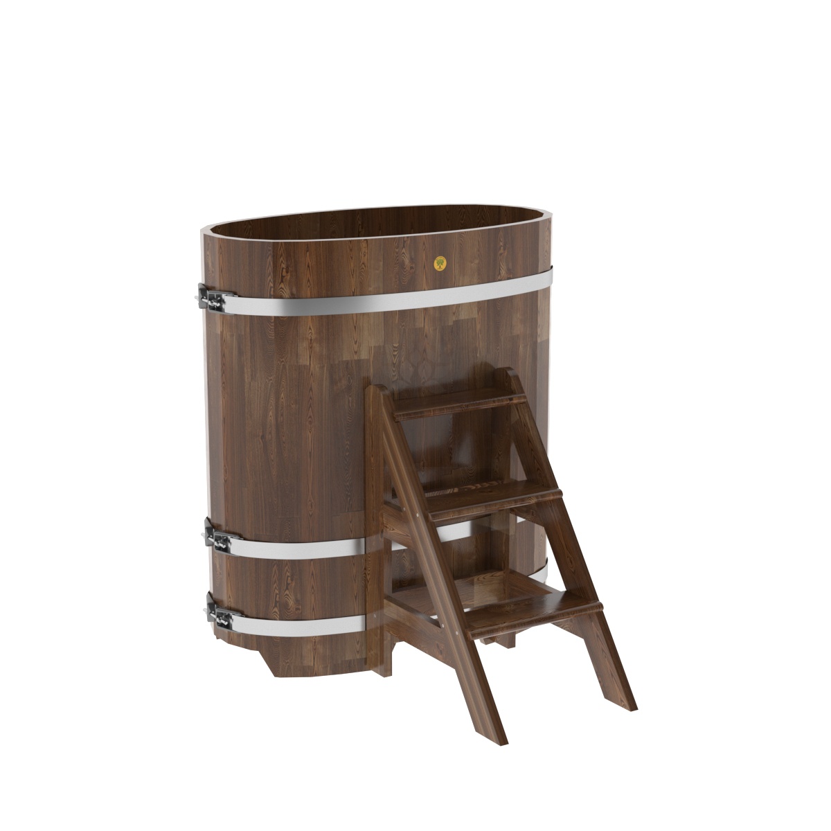 1490 Купель овальная из сращенных ламелей лиственницы 0,59х1,06х1,2 морёная Alyarus 