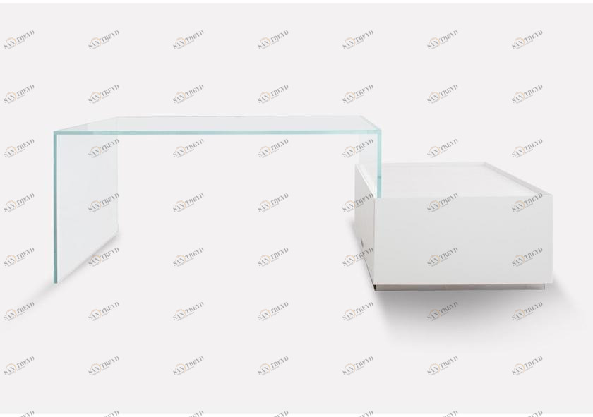 MORADA Прямоугольный стол из стекла и дуба с ящиками Sky Sky bridge dsk