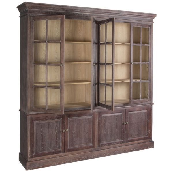 Книжный шкаф со стеклянными дверцами большой коричневый PUSHA MH INTERIORS 062940 Коричневый  - Вид №3