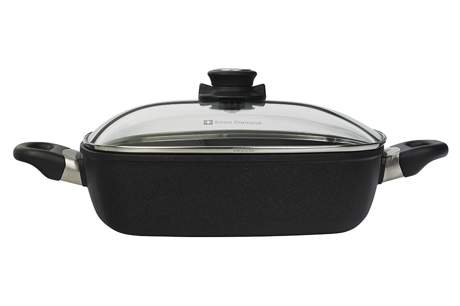Сотейник Swiss Diamond со стеклянной крышкой, квадратный, две ручки, 28х28 см XD66282C - Вид №2