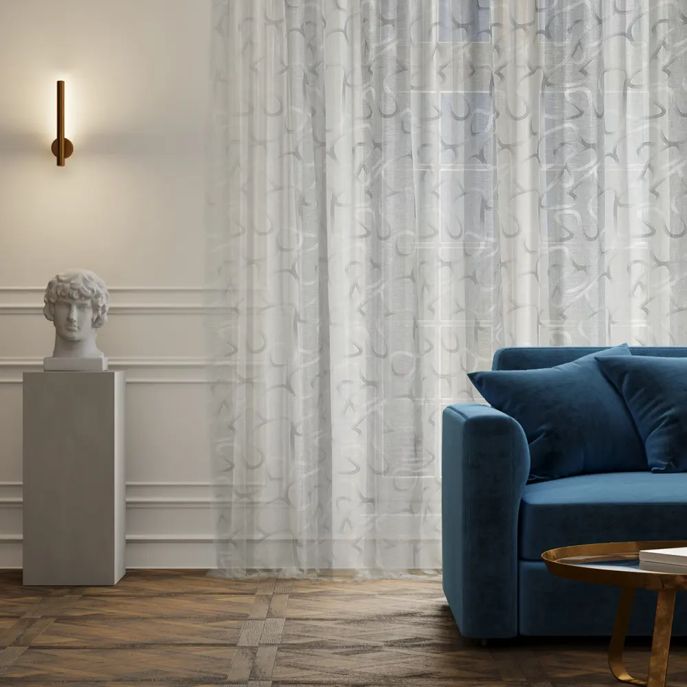 Тюль Santreyd Лабиринт серый 250x280 см - воздушная элегантность для окон 88014263 STLM-1486347