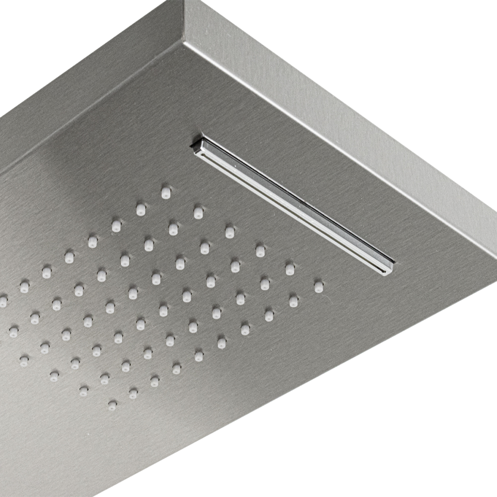 GFmark - Душевая панель РАЗБОРНАЯ - "тропический душ" с двумя лейками, корпус МАТОВАЯ нержавеющая сталь марки 304, код: 5509  - Вид №8