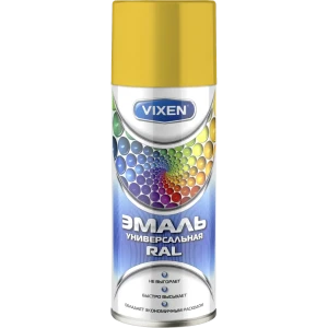 Эмаль аэрозольная Vixen алкидная цвет жёлтый 0.52 л