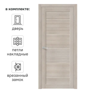 Дверь межкомнатная глухая Норт 80x200 см финиш-бумага цвет дуб эдисон с замком и петлями 89414186 STLM-2079720