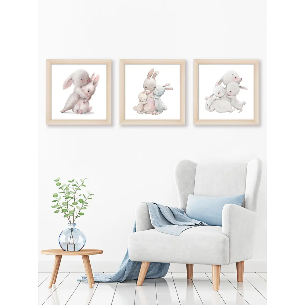 Модульная картина Зайчики 40x40 см 3 шт POSTERMARKET STLM-2028411 - Вид №4