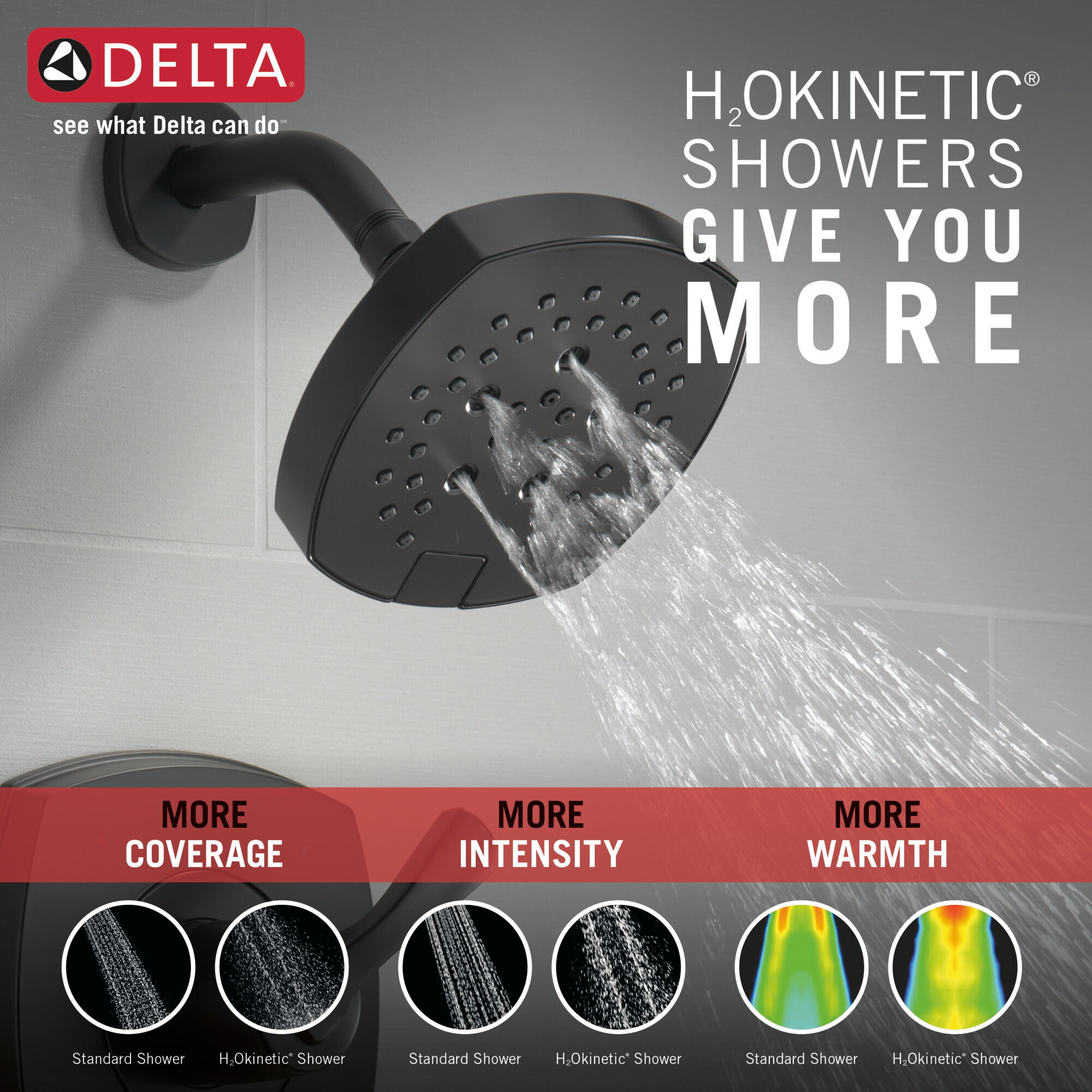 T14276-BL Только душ серии 14 Delta Faucet Stryke Матовый черный  - Вид №2