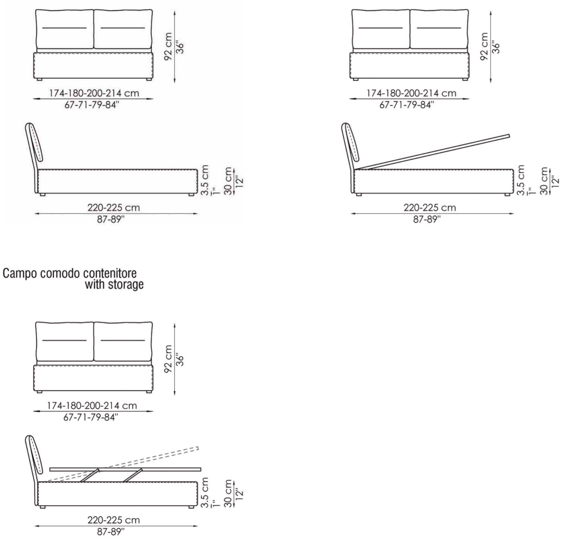Bonaldo Двуспальная кровать со съемным покрытием с мягким изголовьем sun-id-1362275 - Вид №4