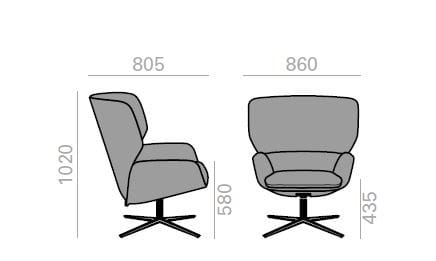 Спицевое вращающееся кресло с высокой спинкой Andreu World Nuez Lounge BIO ARCH-00062083 - Вид №4