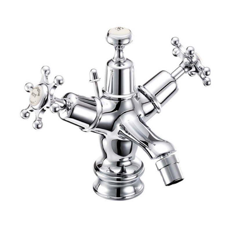 Burlington Смеситель для биде Birkenhead Regent с выталкивающим клапаном с черным акцентом BIR13 BLA  - Вид №1