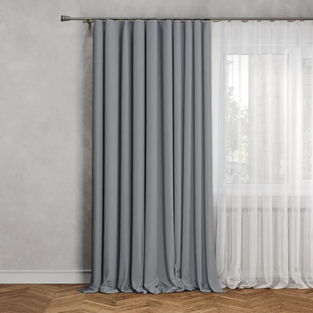 Штора INSPIRE Arel Granit 3 - серый димаут 140x280 см со скрытой лентой 84855307 STLM-0056155