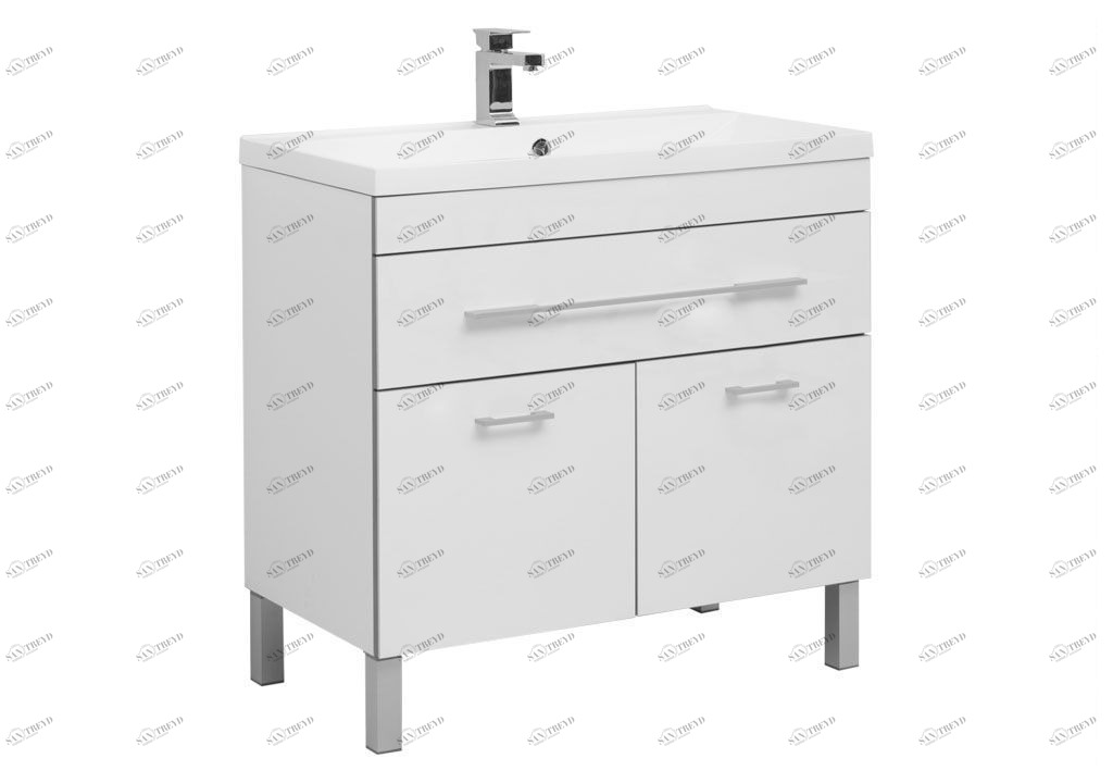 Тумба с раковиной Aquanet Верона NEW 90 белый (напольная 1 ящик 2 дверцы) 0018270800204119