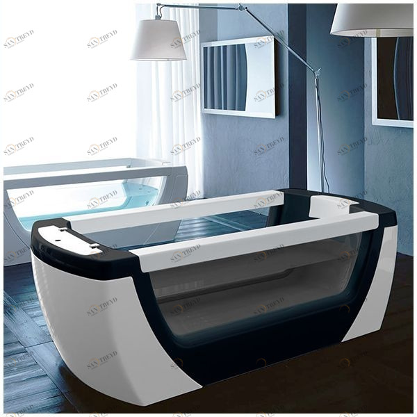 Ванна Gruppo treesse Vision VTL-V1381-C чёрная стеклянная прозрачная VTLV1381C