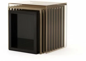 Stylish Club Прямоугольный журнальный столик из дерева и стекла His Scf.hi04