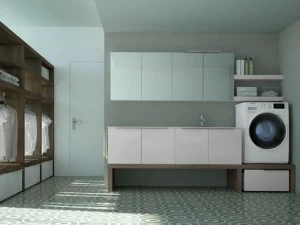 Ideagroup Модульный шкаф для стирки с раковиной для стиральной машины Spazio time