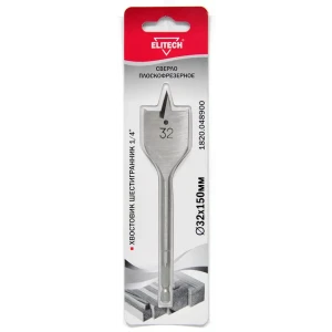 Сверло перовое по дереву Elitech 1820.048900 32x150 мм