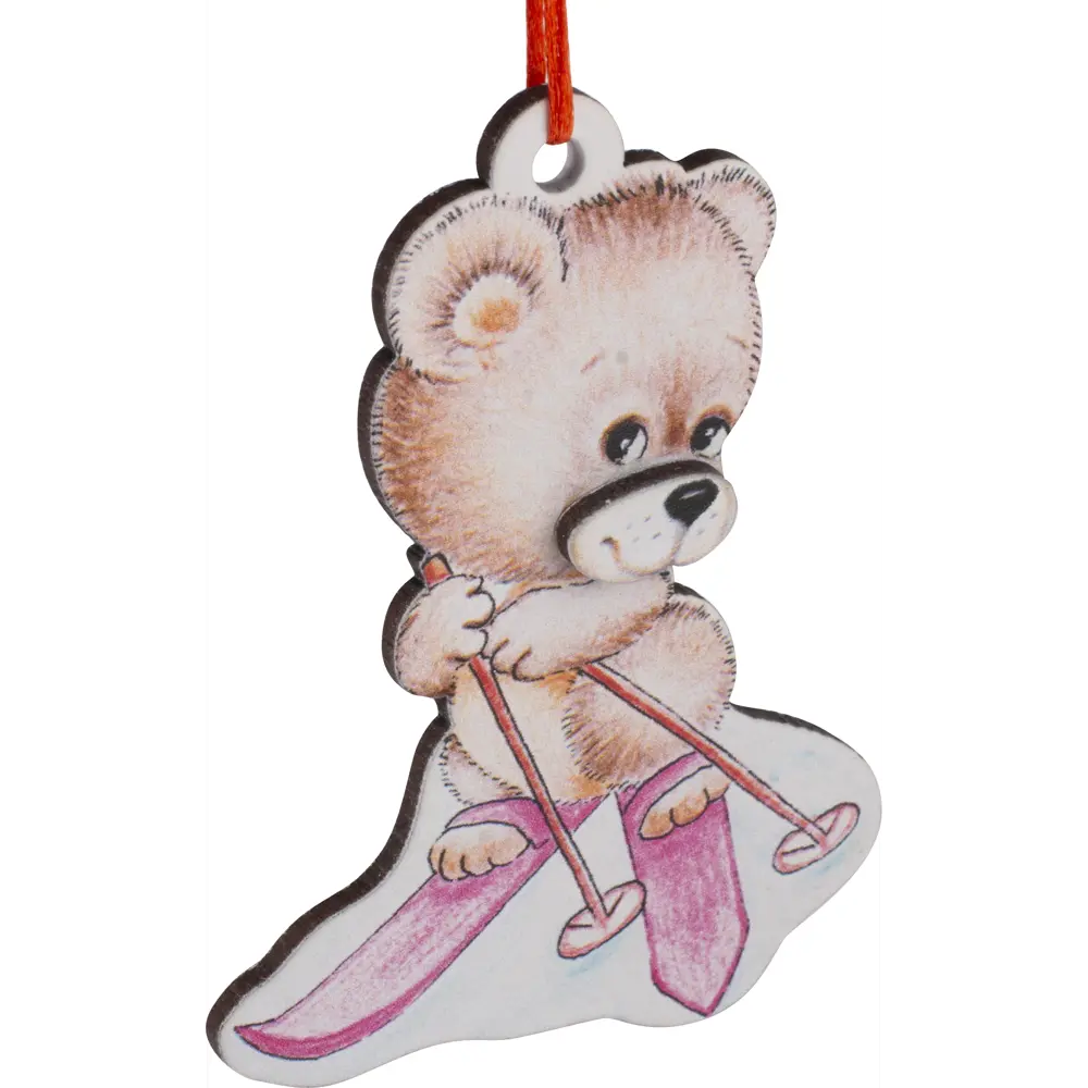 Украшение новогоднее «Мишка на лыжах», 8 см, фанера Santreyd STLM-2006605 - Вид №1