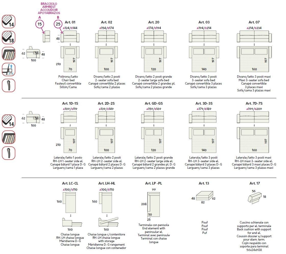 Двуспальный диван-кровать из ткани Felis Day &amp ARCH-00132500 - Вид №11