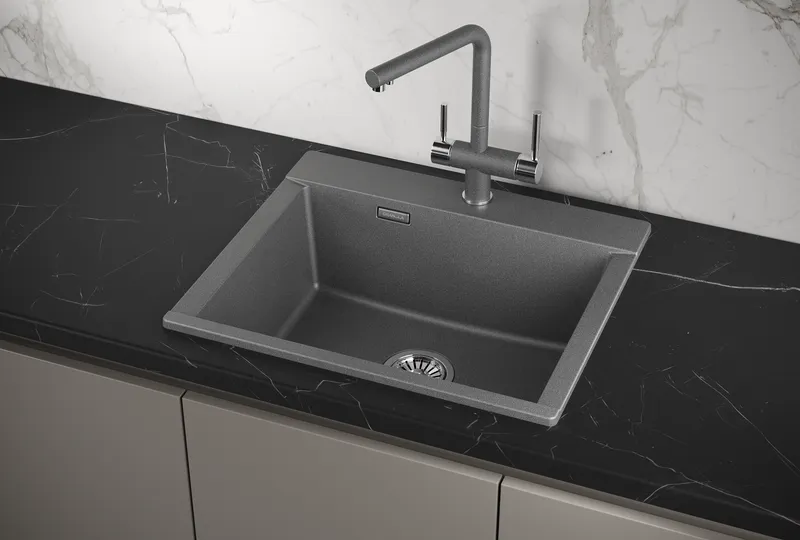 ES-5804, ГРАФИТ (ЧЁРНО-СЕРЫЙ), кухонная мойка, кварц, ESTETICA