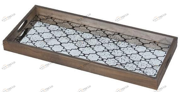 Ethnicraft Прямоугольный поднос из дерева и стекла Classic 20430