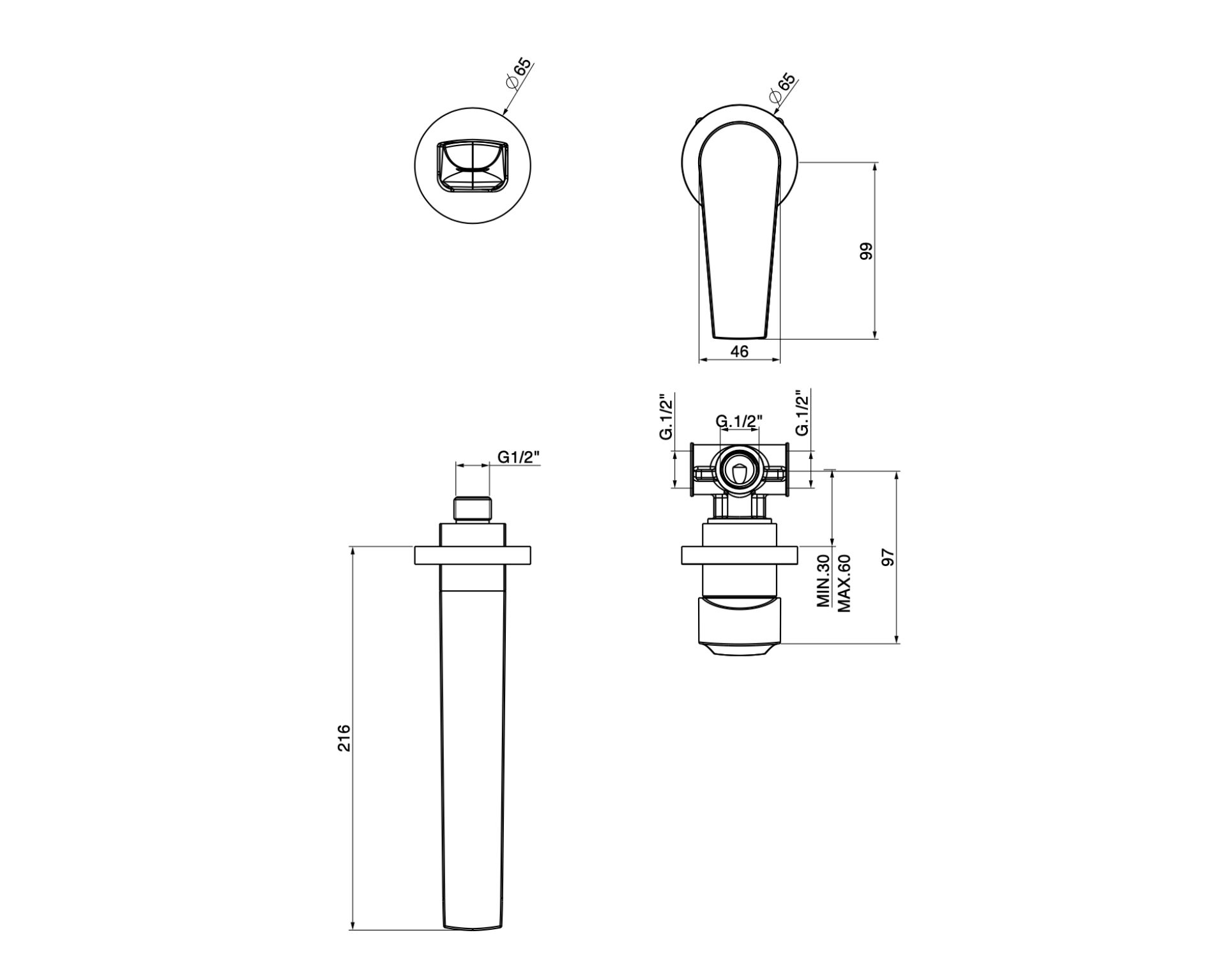 Настенный смеситель для раковины GATTONI Mach 10 ARCH-00048181 - Вид №2
