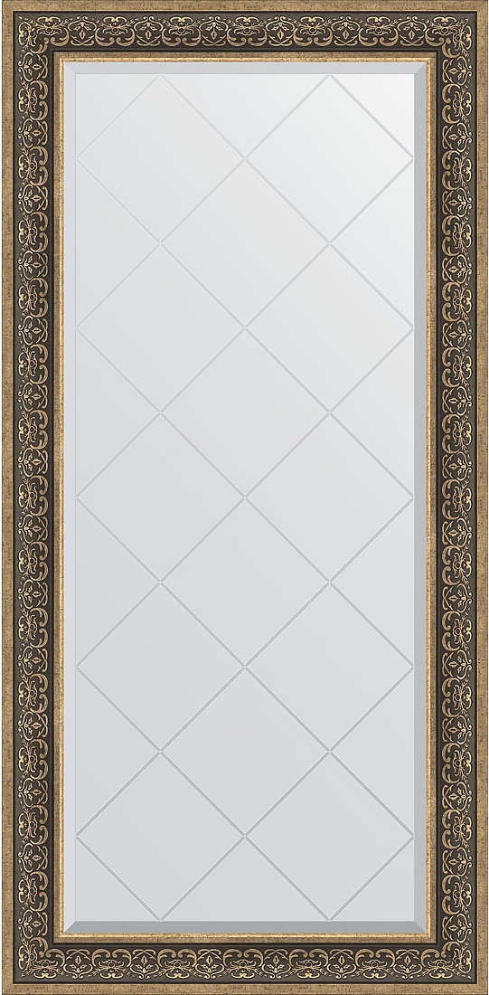 BY 4293 Зеркало с гравировкой в багетной раме - вензель серебряный 101 mm EVOFORM Exclusive-G